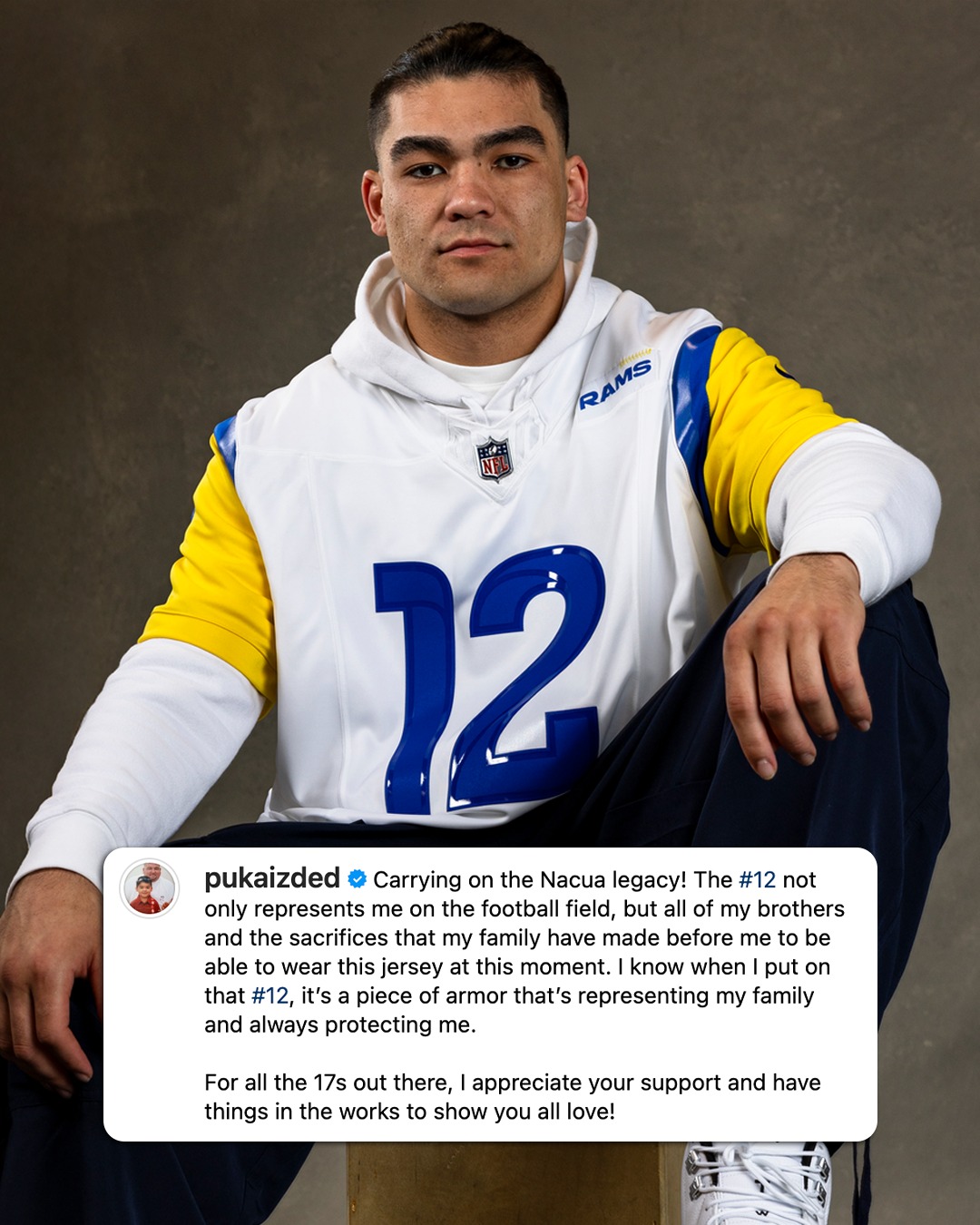 Los Angeles Rams - Carrying on the Nacua No. 12 legacy and showing love ...