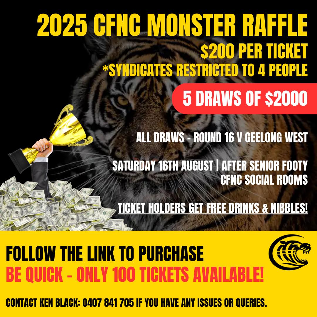 Colac - 🎉 The 2025 CFNC Monster Raffle is here! 🎟️ Only 100 tickets ...