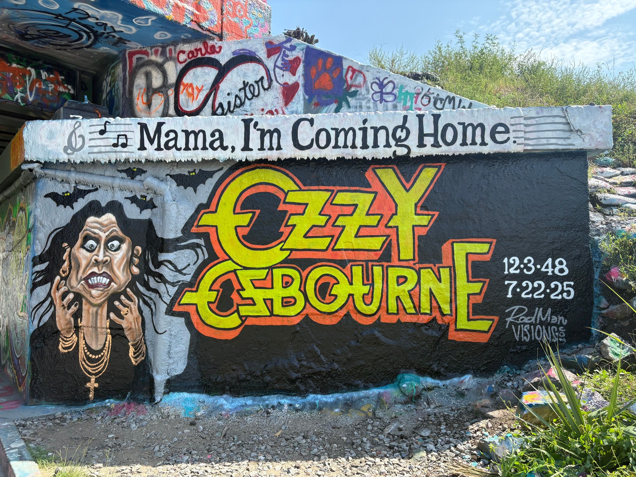 Ozzy Osbourne mural on Pensacola Graffiti Bridge done by local