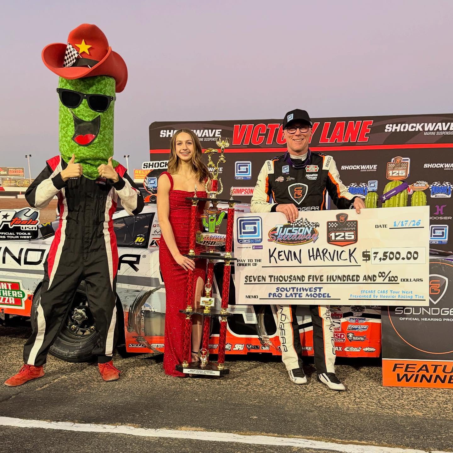 Kevin Harvick wins the Soundgear 125 CARS Tour West race at Tucson