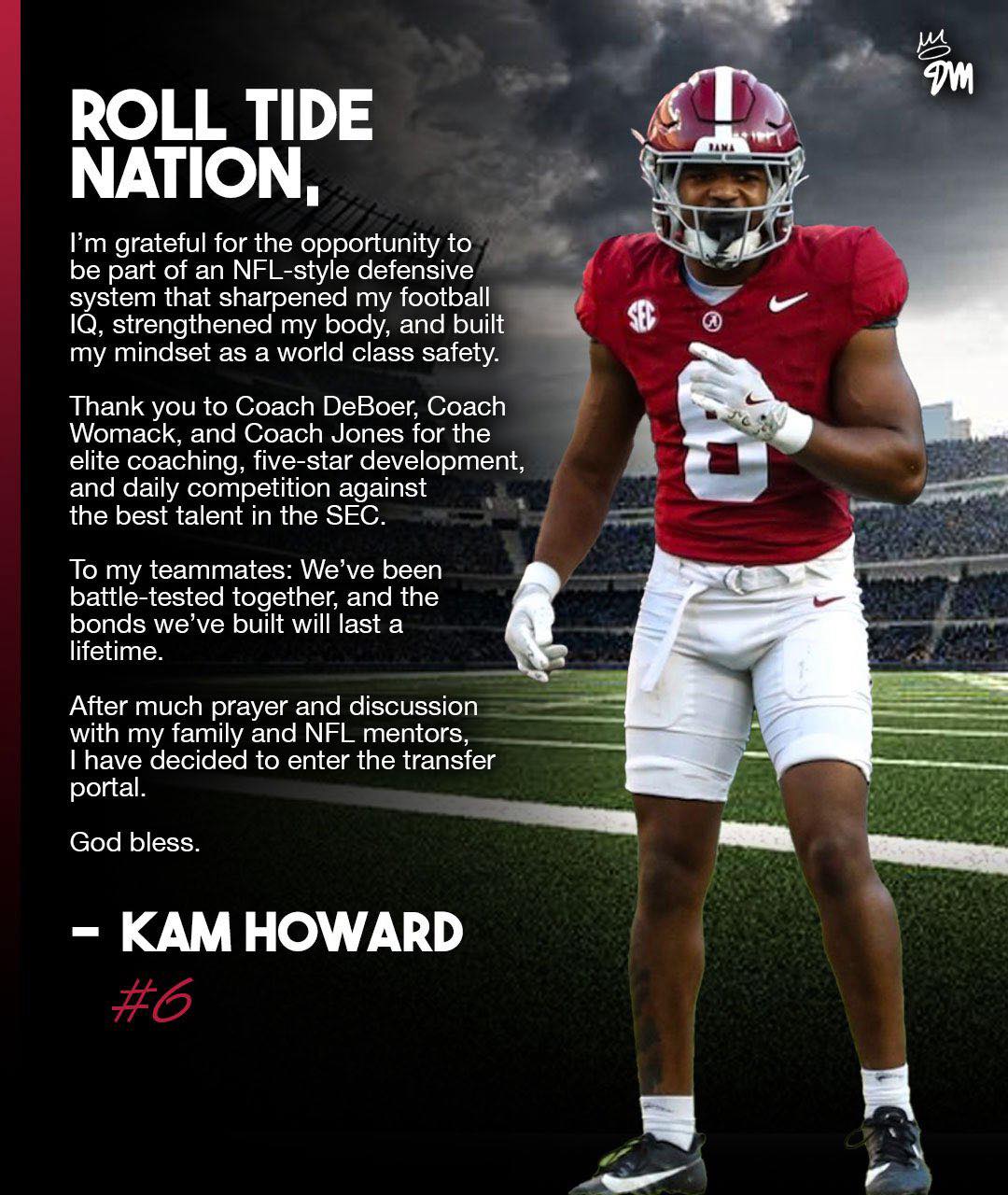 WVUA - Alabama DB Kam Howard is the first Crimson Tide player to ...