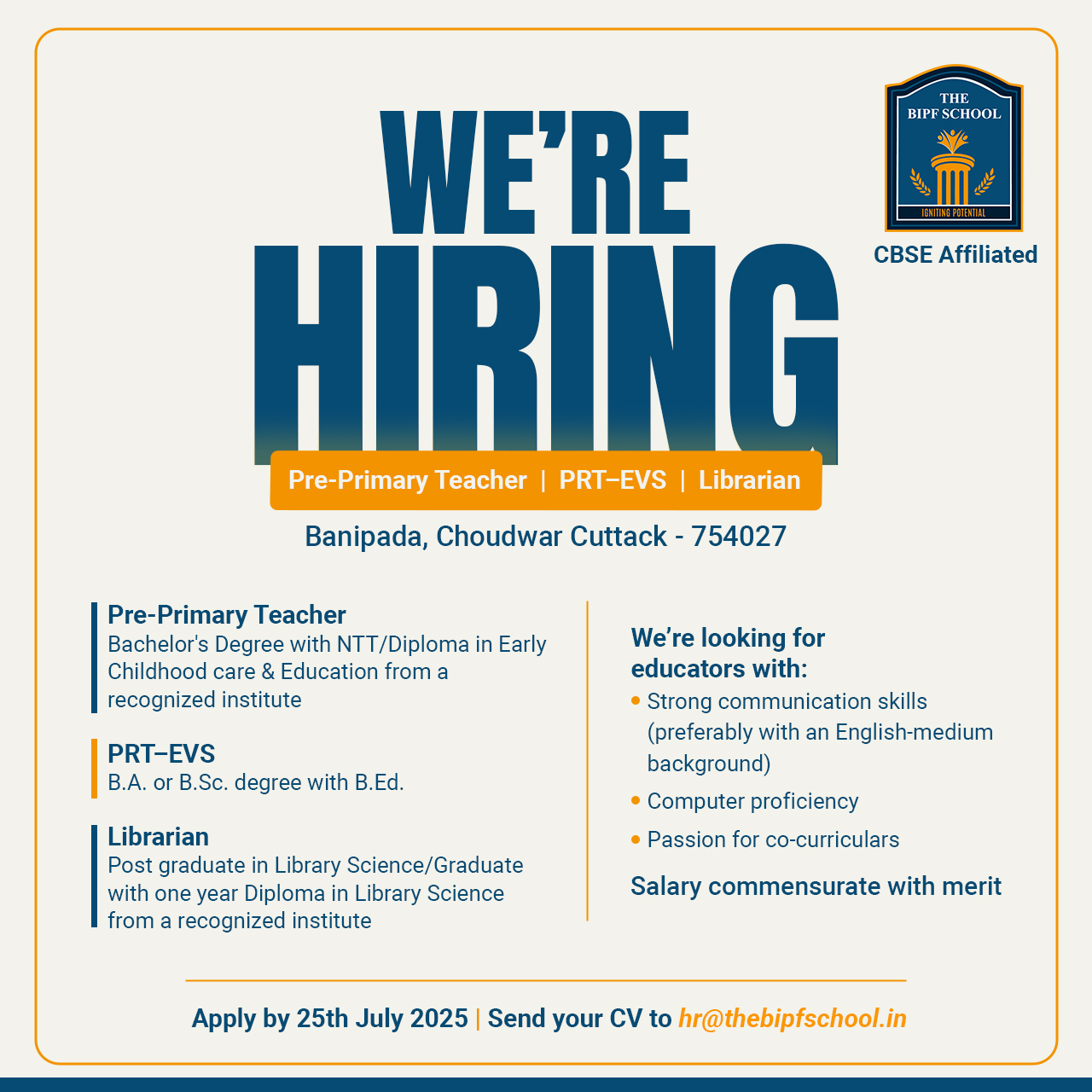 Bansidhar - New Vacancy alert! The BIPF School is looking for ...