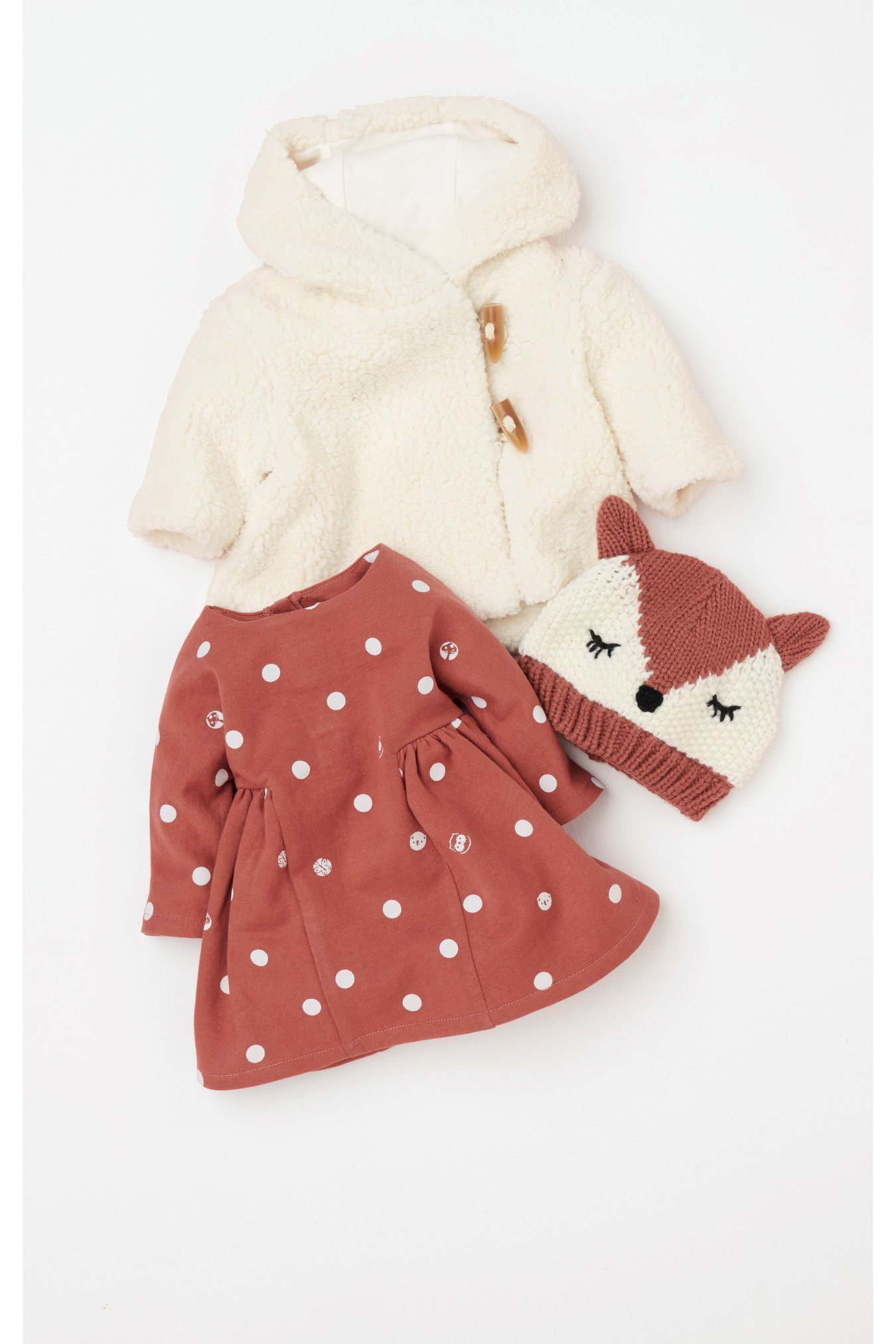 Cozy Cat & Jack baby fleece jacket has a brown and cream checkered