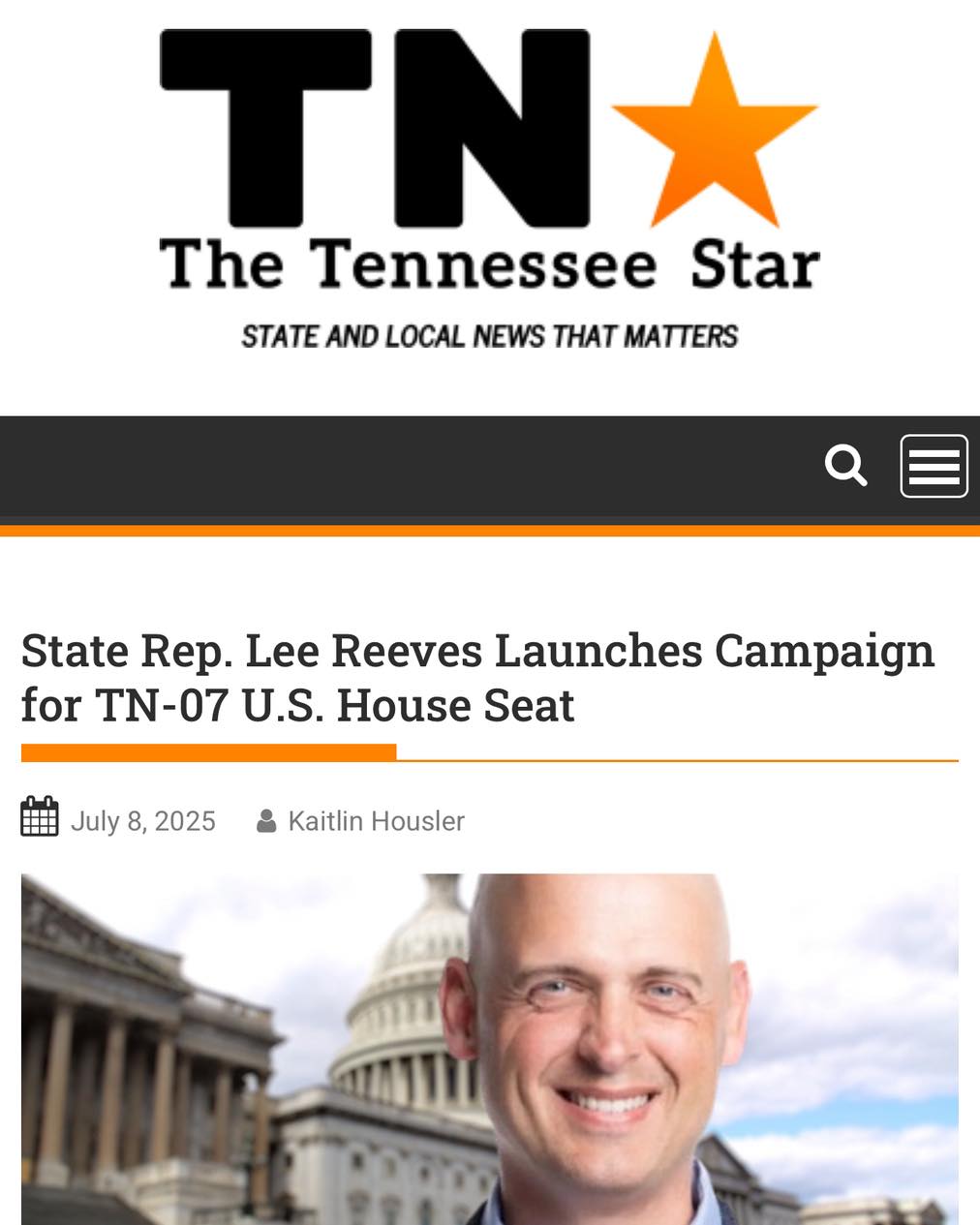 The Tennessee - Deputy “whip” Rep. Lee Reeves, a first-term Republican ...