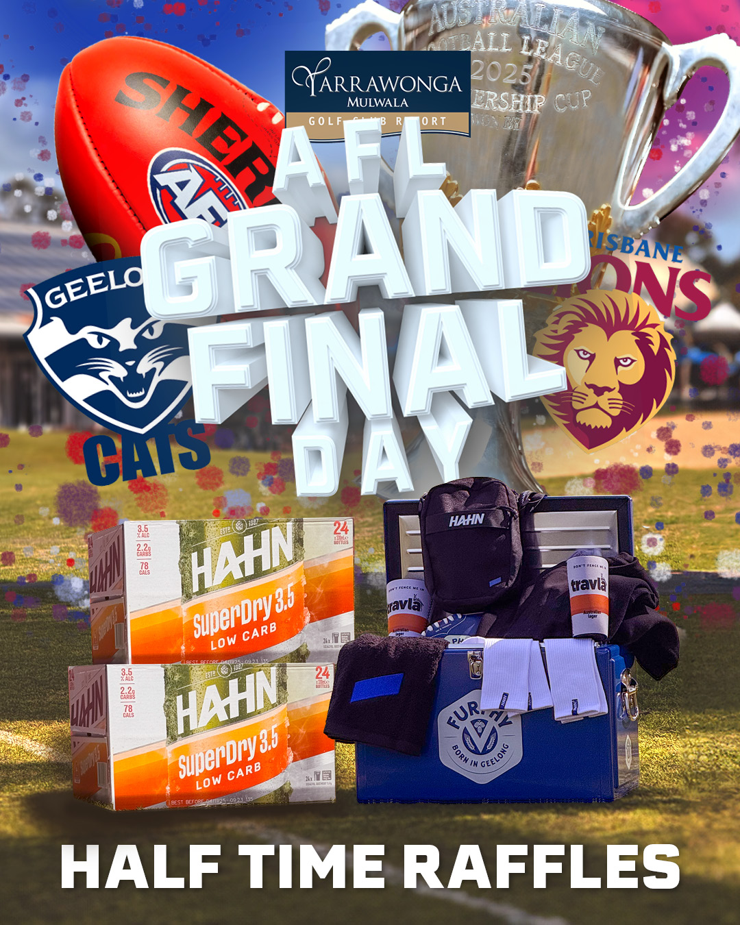 Yarrawonga - GRAND FINAL DAY AT YARRA GOLF! 🤍💙 ️💛💙 Whether you’re a Cat ...
