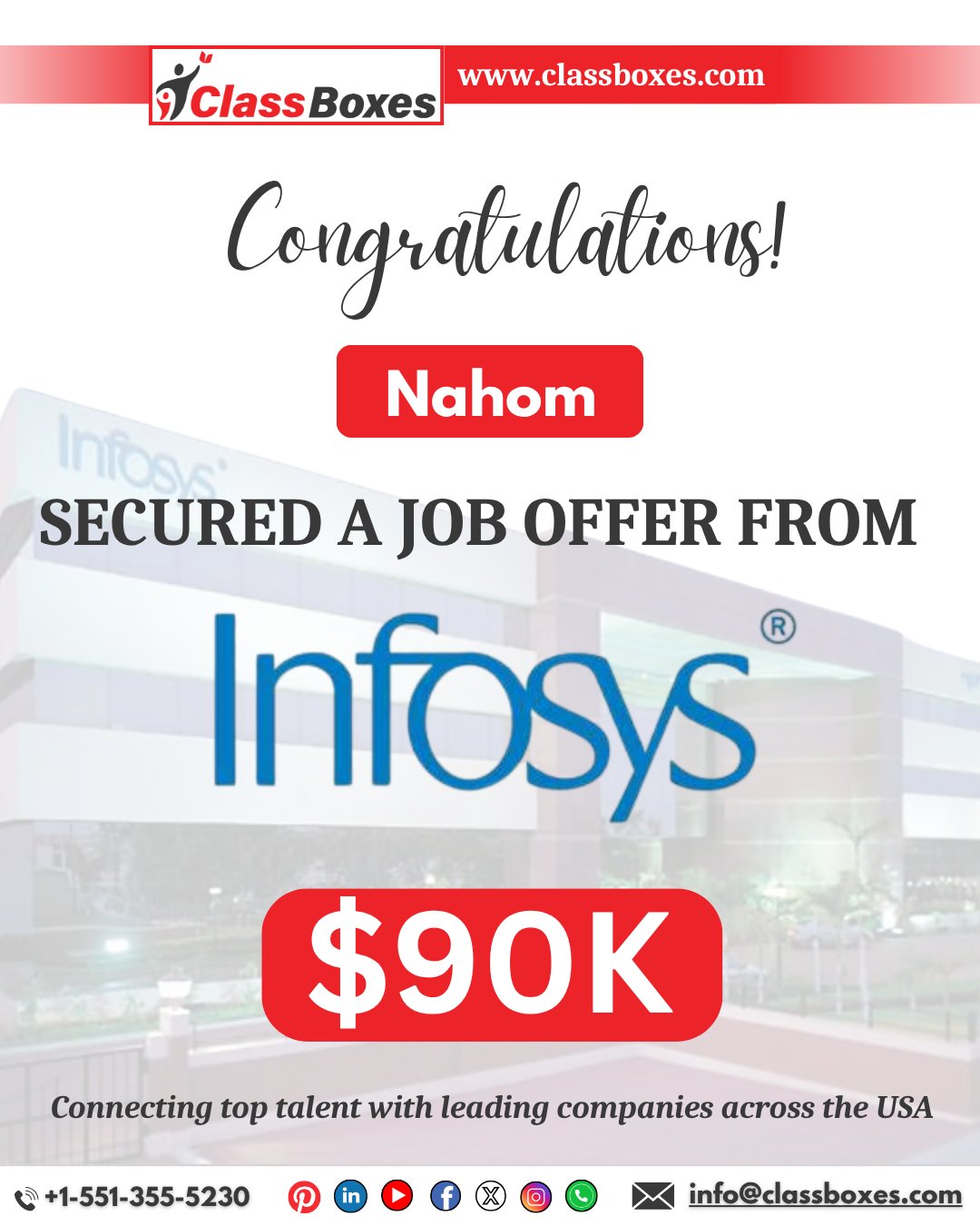 Classboxes - Huge congratulations to Nahom on securing a $90K job offer ...