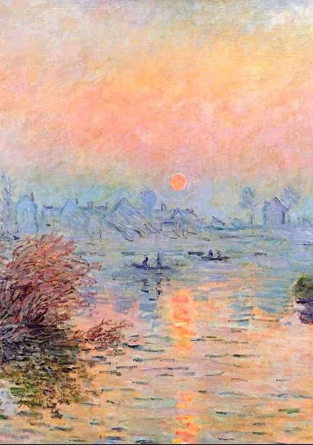 Claude Monet's Sunset over the Seine at Lavacourt