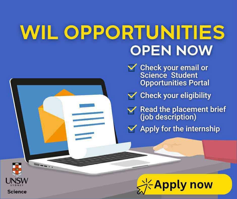 ‼️WIL Applications now OPEN‼️ UNSW... - UNSW Science Society | Facebook