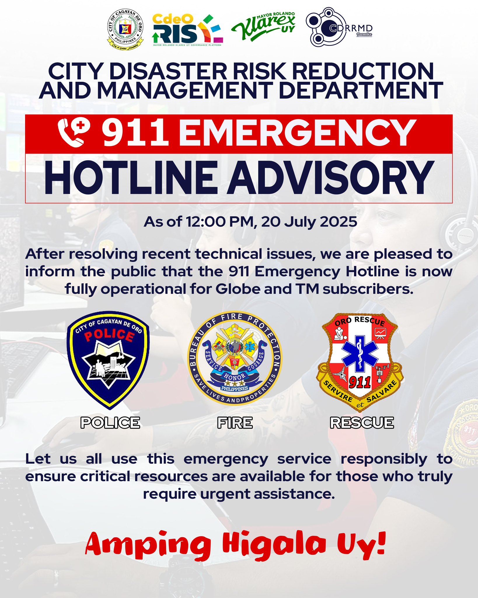 CDRRMD - As of 12:00 PM, 20 July 2025 After resolving recent technical ...
