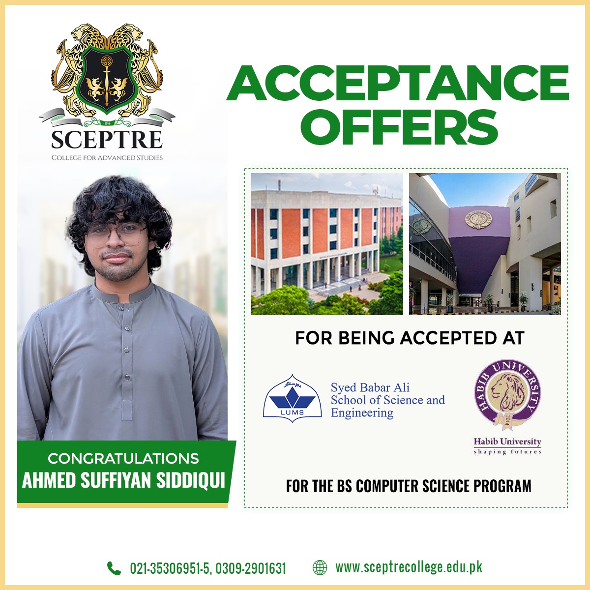 Sceptre - Congratulations to Ahmed Suffiyan Siddiqui on being accepted ...