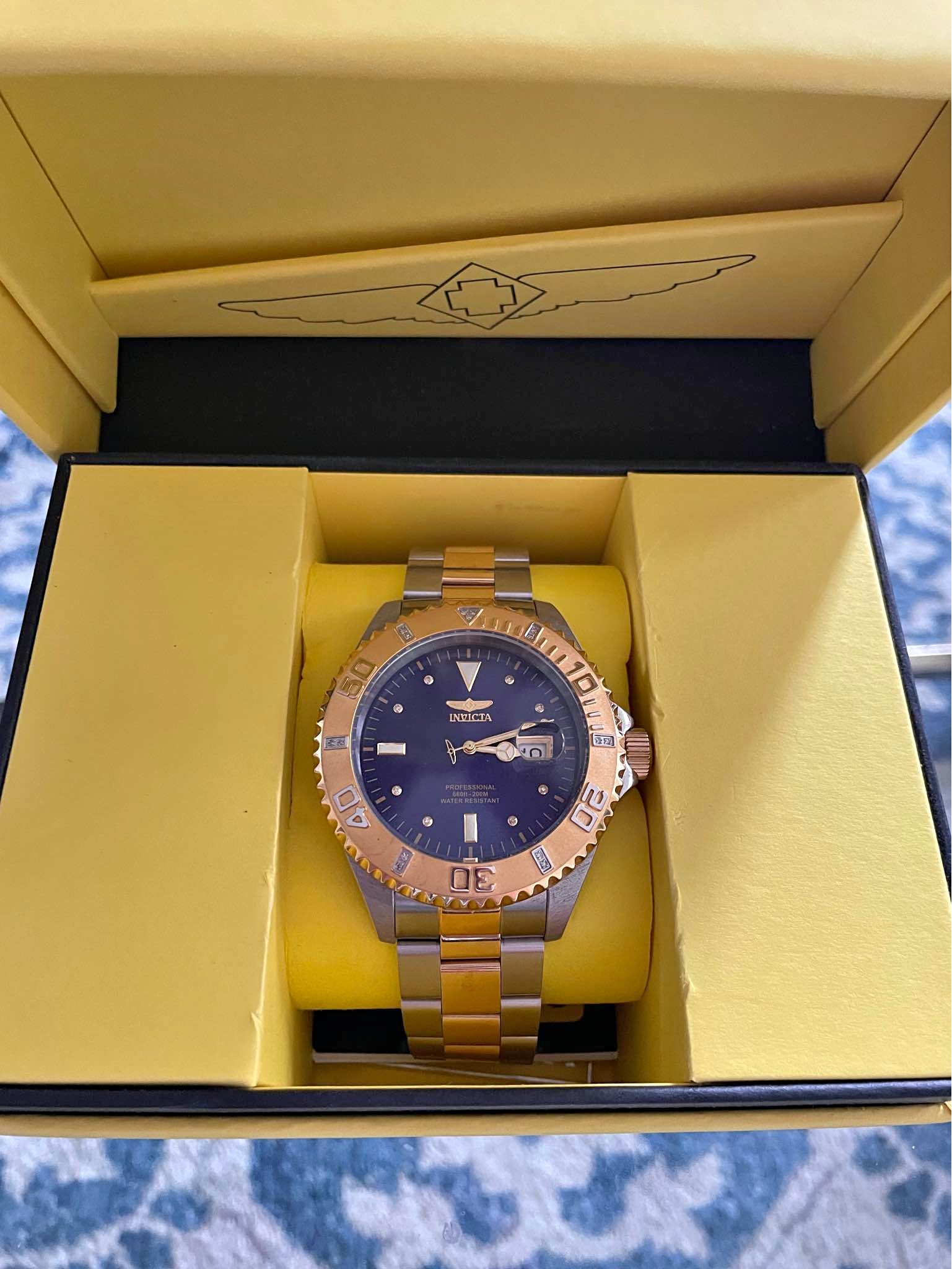 Invicta Dark Blue Pro Diver Diamond Men's 47mm Swiss Quartz 23 Diamonds ...