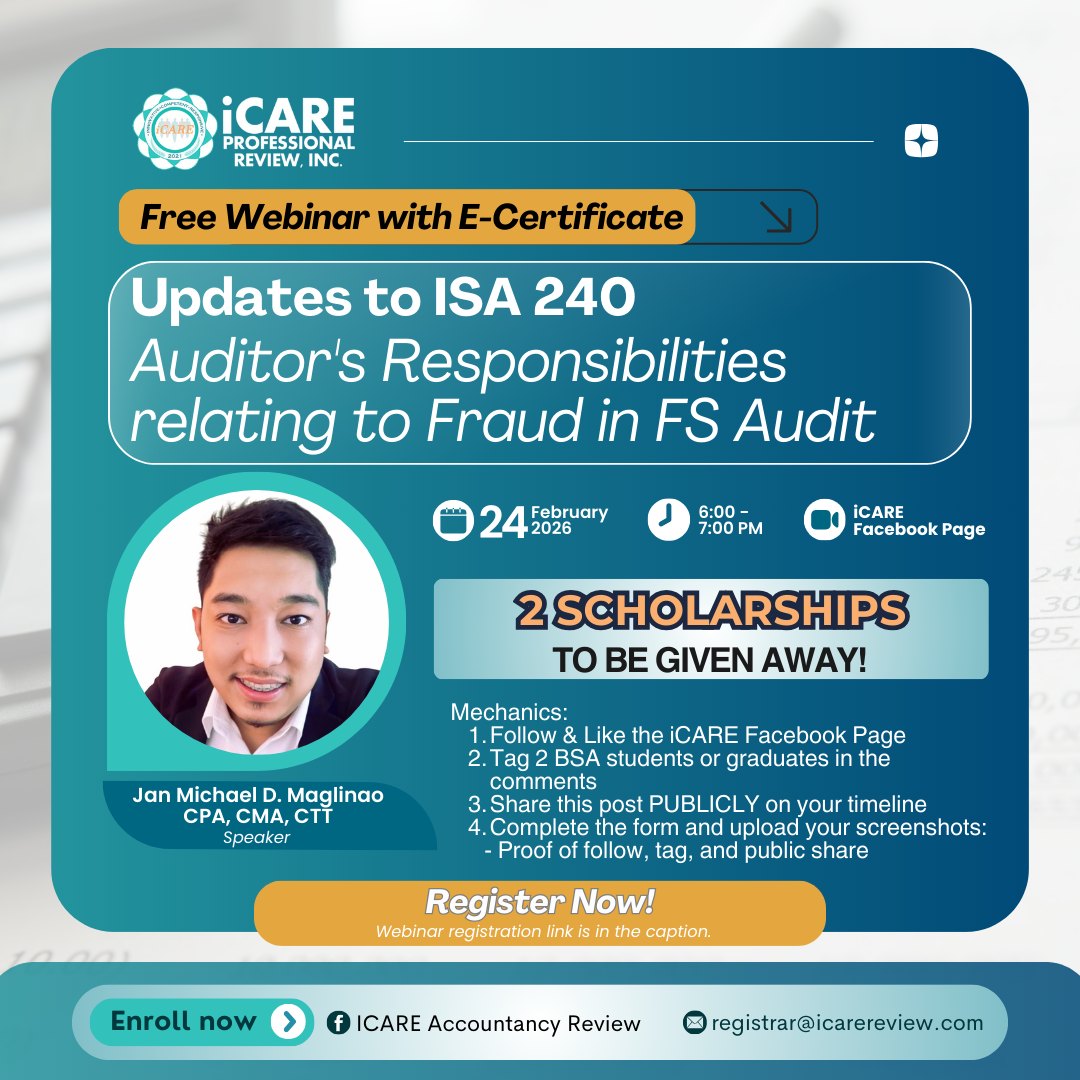 Learn the latest ISA 240... - ICARE Accountancy Review | Facebook