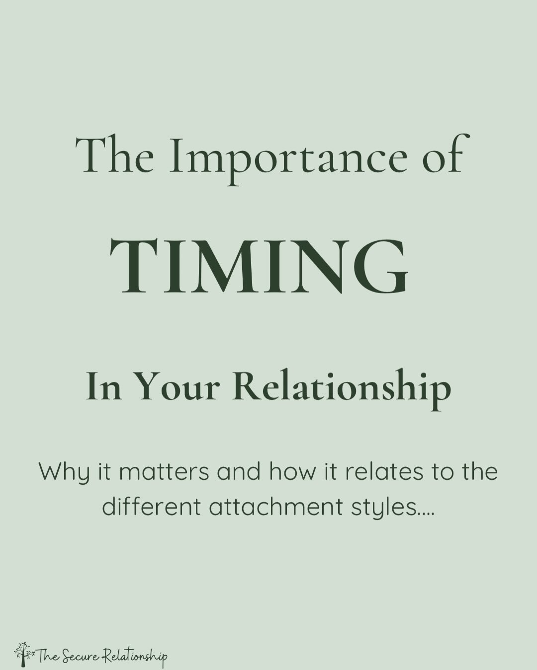 Timing is a relationship skill,... - The Secure Relationship | Facebook