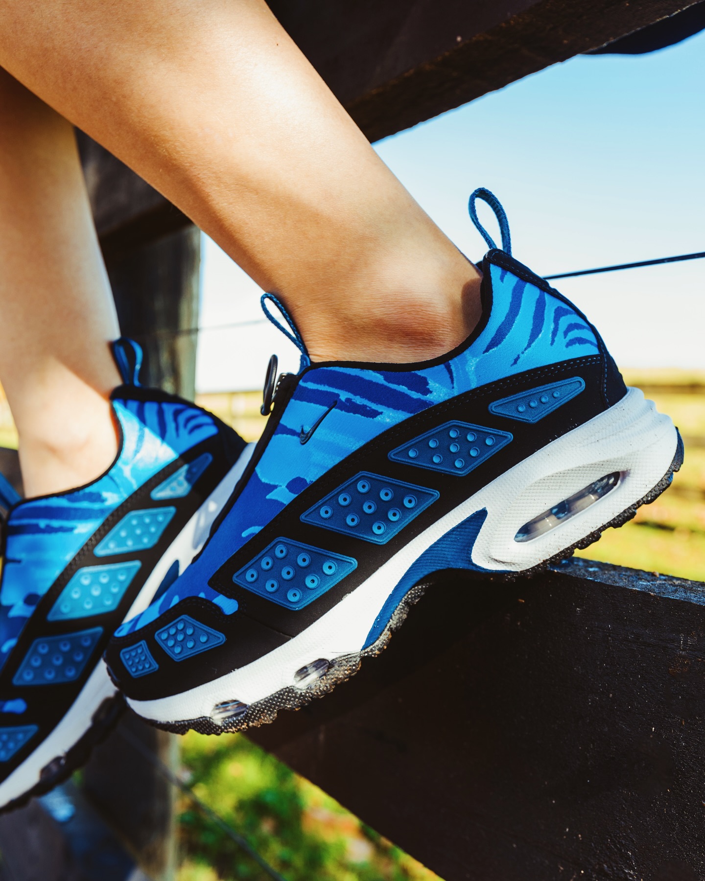 The Nike Air Max SNDR 'Blue Camo' drops at Midnight Tonight on