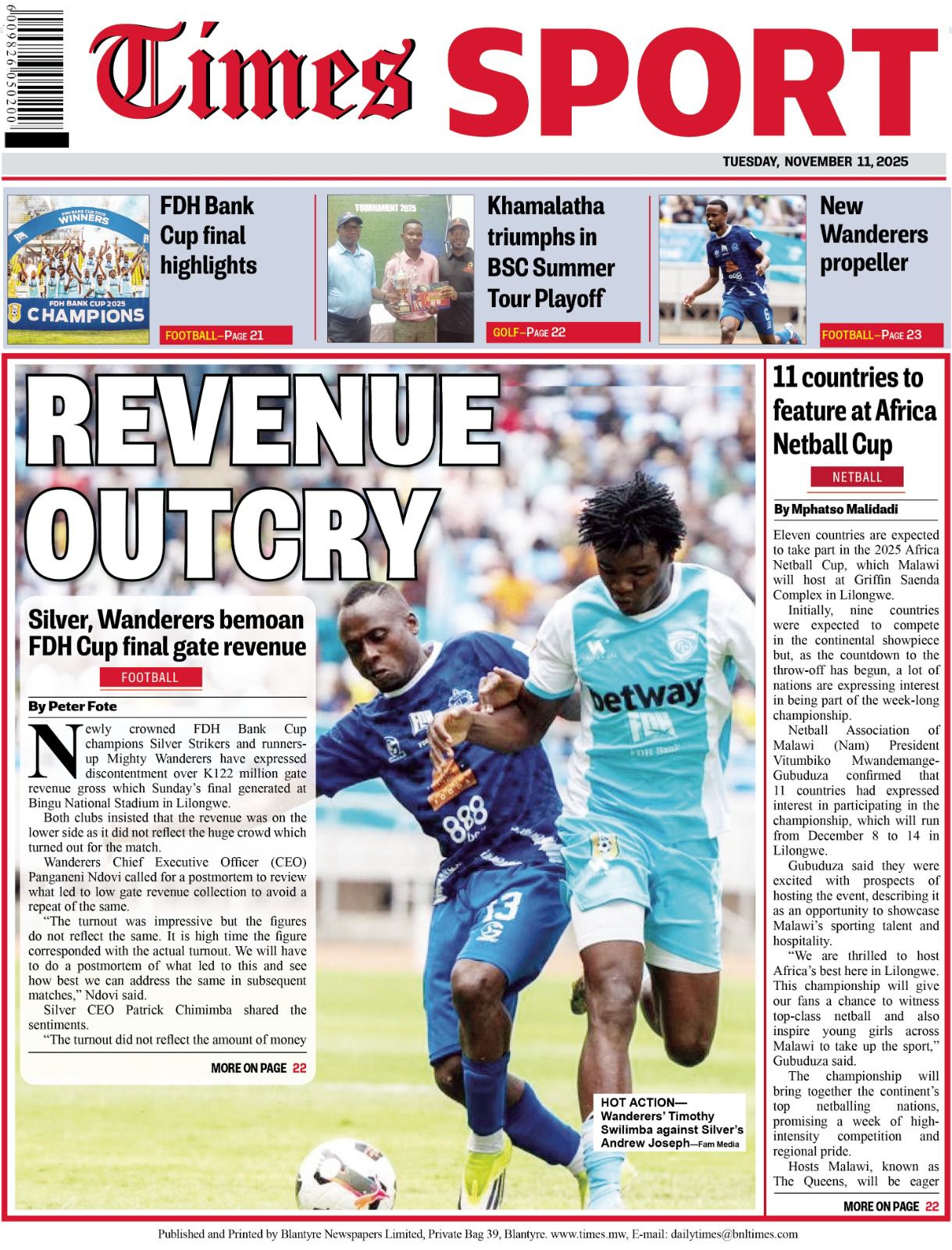 #TheDailyTimes back page: Newly crowned... - Times 360 Malawi | Facebook