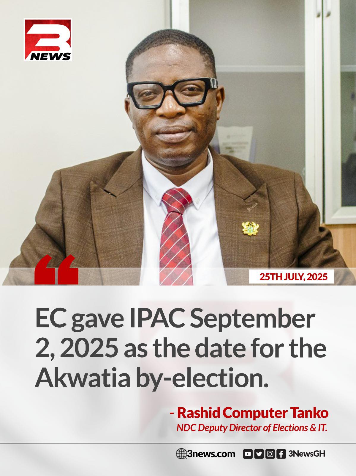 TV3 - The Electoral Commission (EC) has set September 2, 2025, as the ...