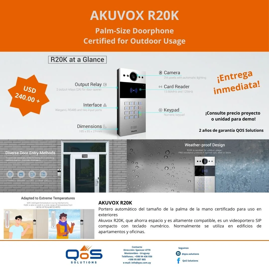 QoS Solutions - VIDEOPORTERO SIP AKUVOX R20K 🔸... | Facebook