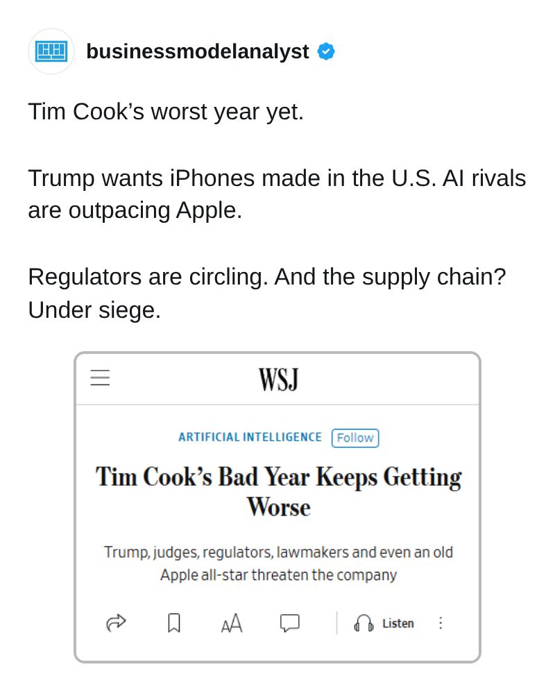 The Business - 🚨 Tim Cook’s 2025: Tariffs, AI, and a $3,000 iPhone ...