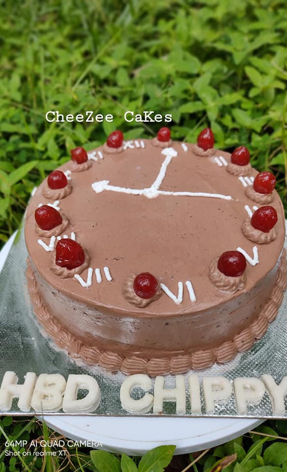 Cheezee Cakes Clock Theme Cake Chocolate Frosting Thank Facebook