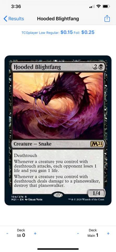 Hooded Blightfang (M21, Near Mint) – Magic: The Gathering Black Creature Card