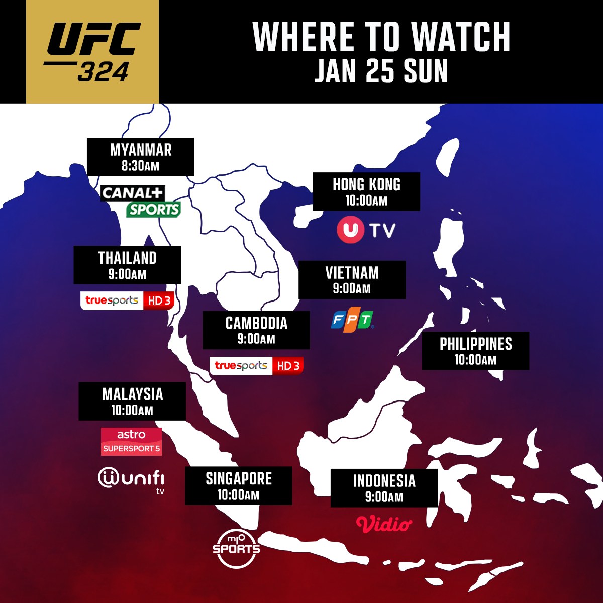 UFC - Save those times, fight fans in Southeast Asia! 🚨 Here are all ...