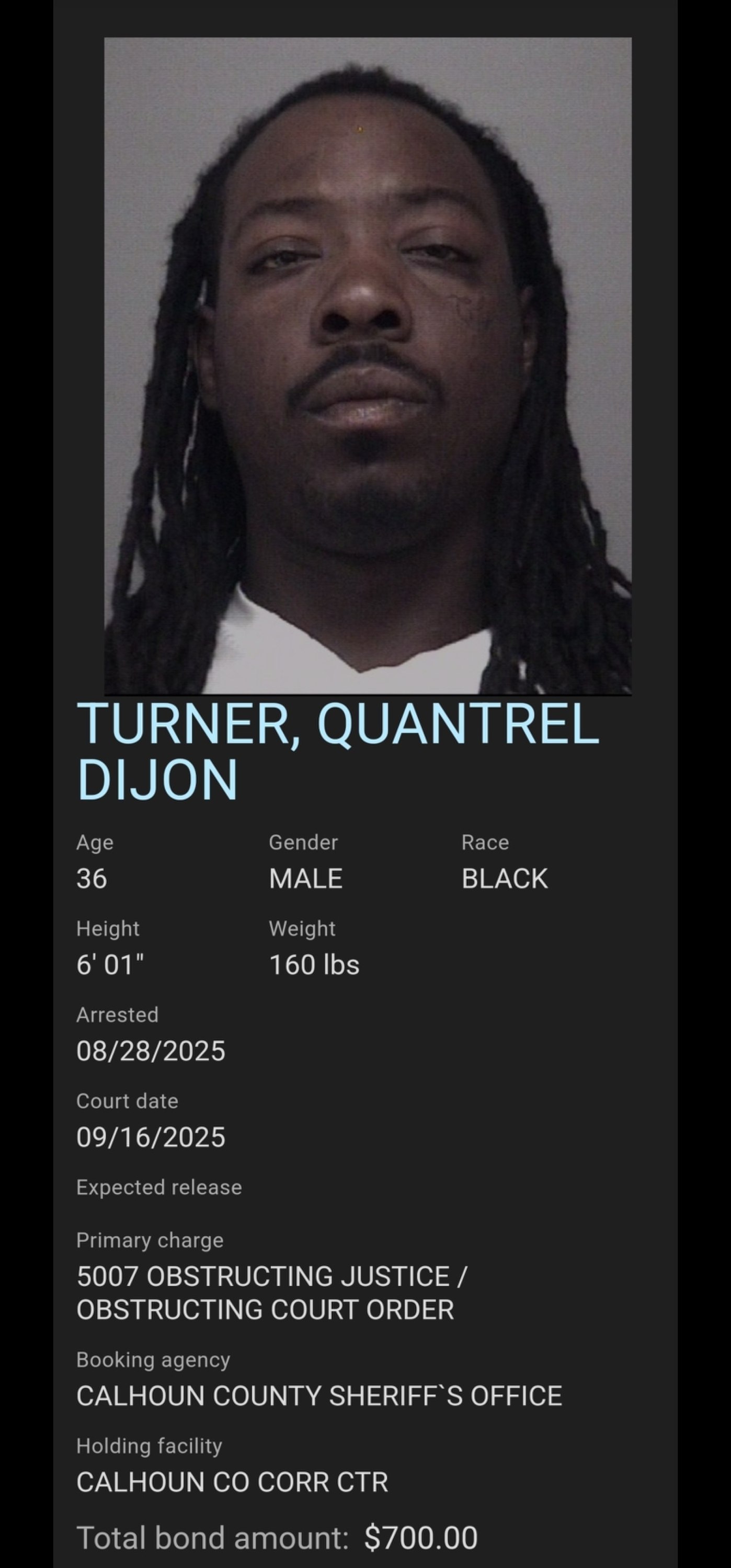 Mugshots - Quantrel Dijon Turner 5007 Obstructing Justice... | Facebook