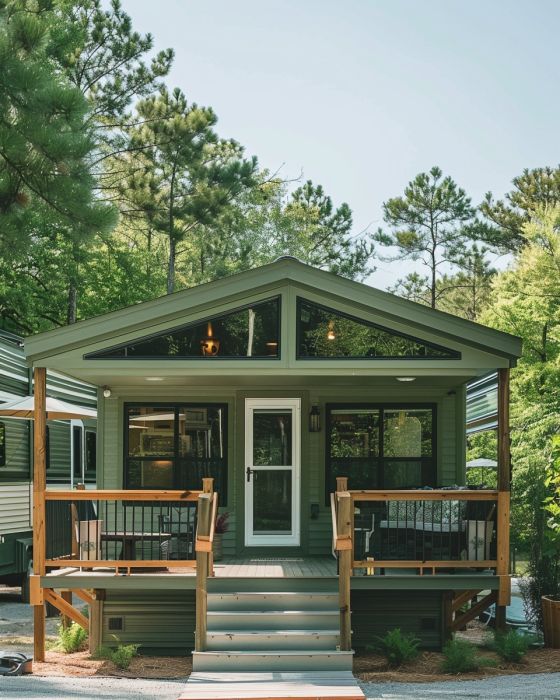 Park - Tour this New York countryside park model RV with porch. The ...