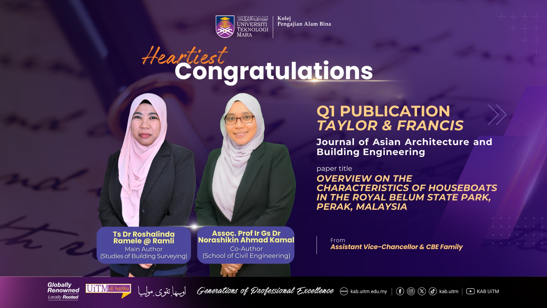 Fakulti - Heartiest Congratulations Ts Dr Roshalinda Ramele @ Ramli ...