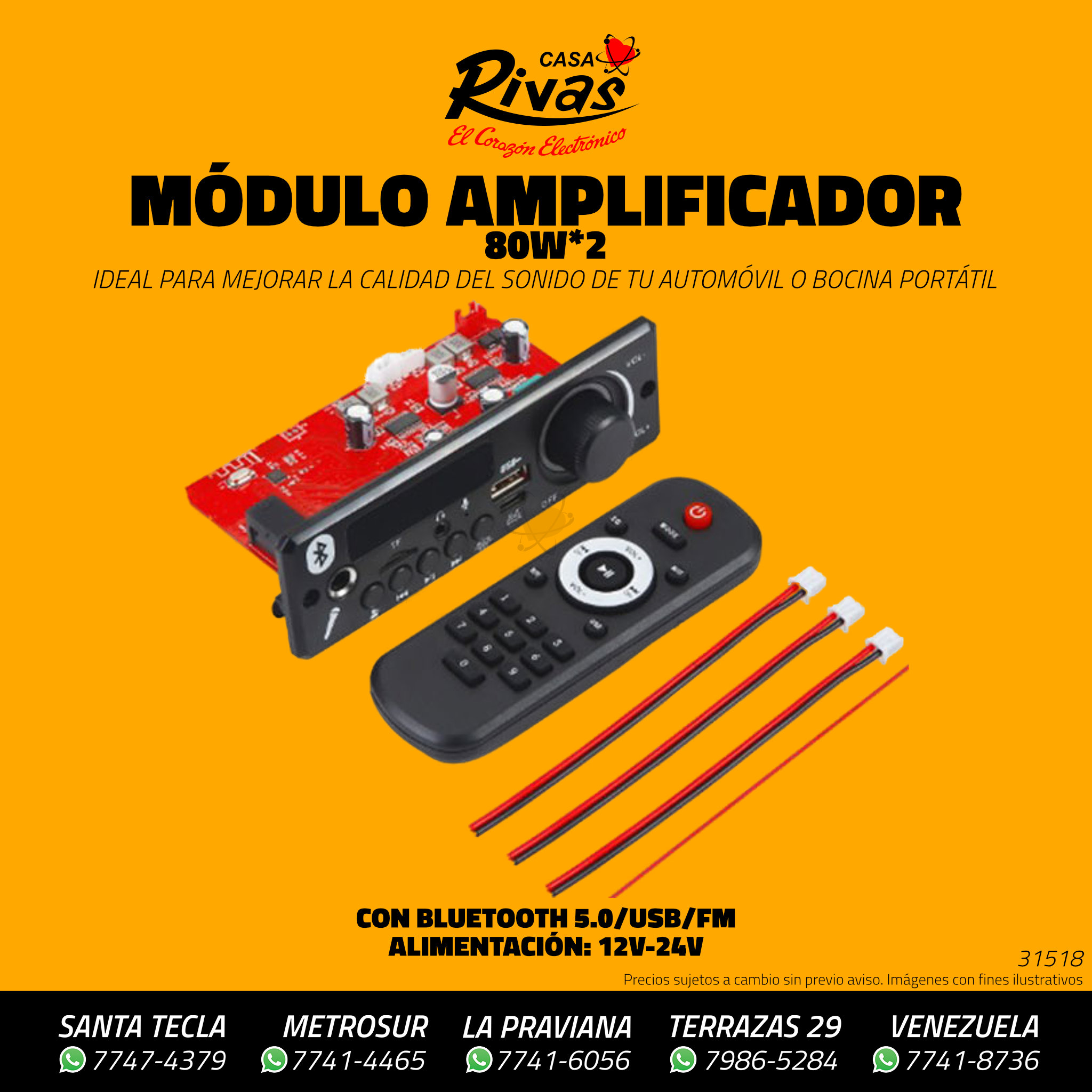 Modulo Amplificador 80W*2 12V-24V... - Casa Rivas Electrónica | Facebook