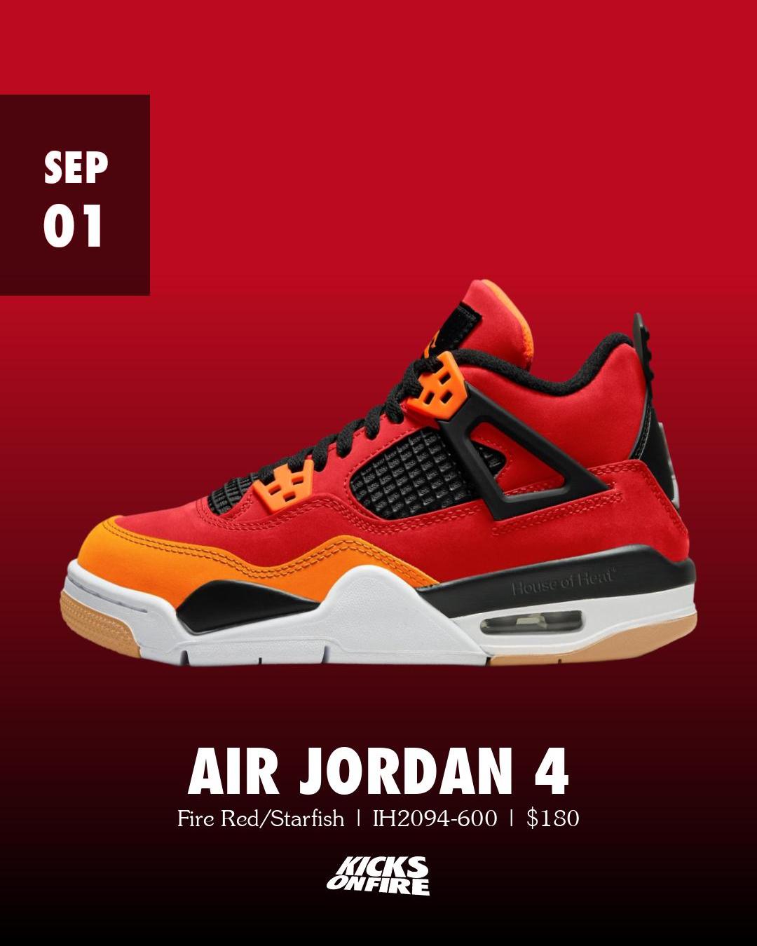 Air Jordan 4 GS Fire Red / Starfish 𝗖𝗼𝗹𝗼𝗿𝘄𝗮𝘆: Fire Red