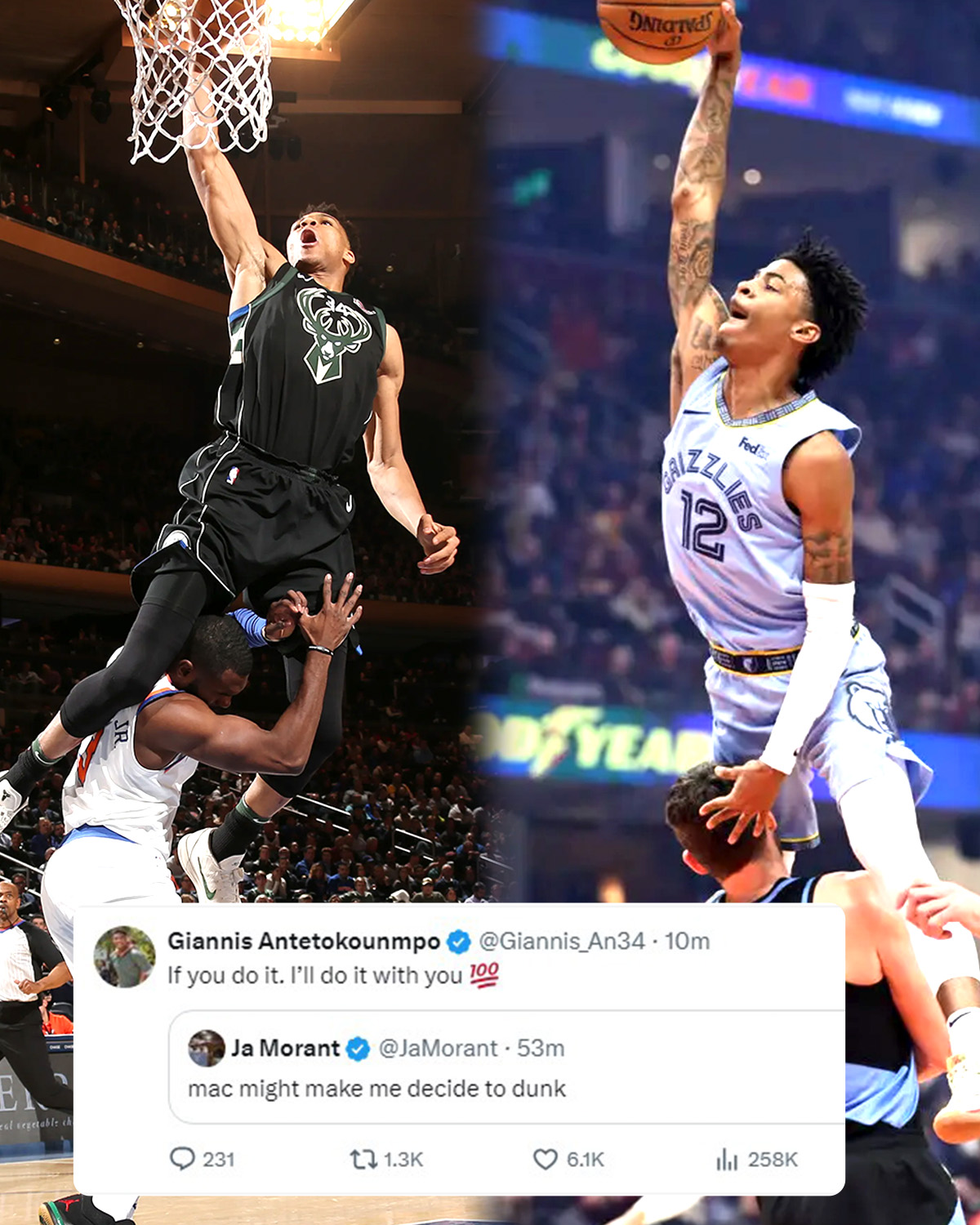 Ja Morant and Giannis Antetokounmpo in the DUNK contest next year! 👀