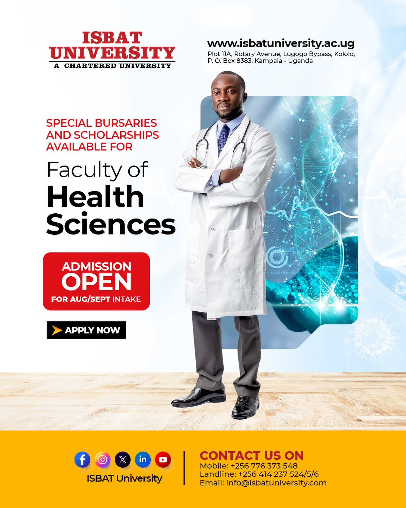 ISBAT - Admissions Open! Join the Faculty of Health Sciences and shape ...
