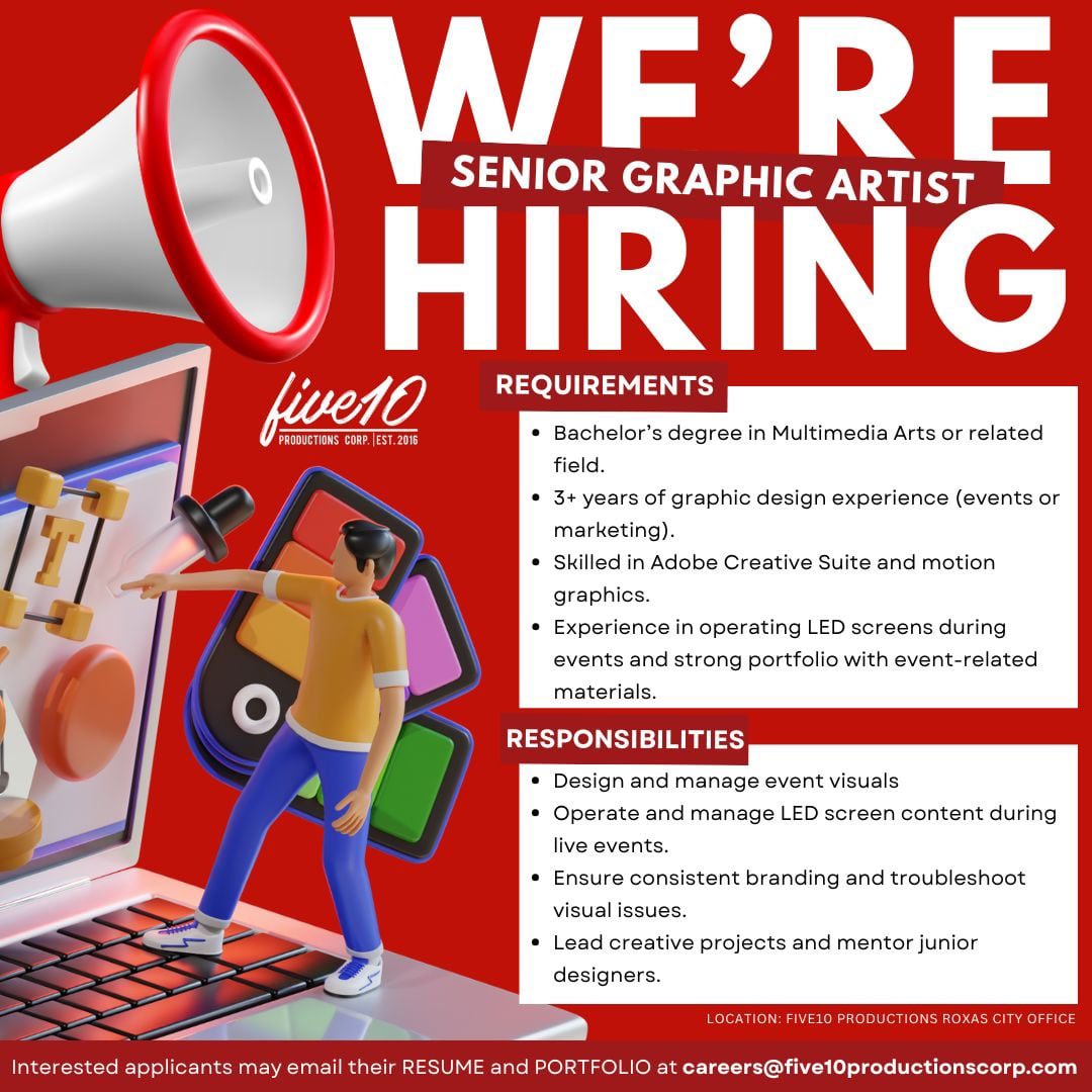 🚨 We’re Hiring! 🚨 Join our growing... - Five10 Productions | Facebook