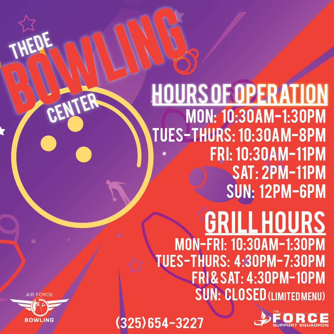 The Bowling Center's new hours at Goodfellow AFB