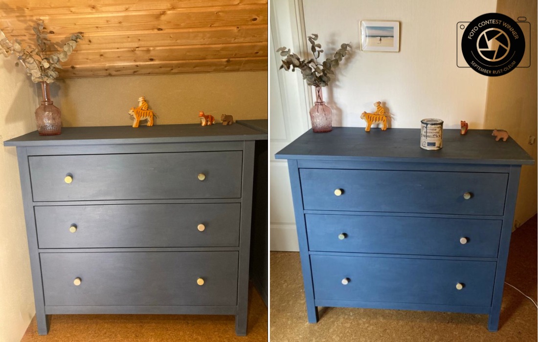 Aus Grau mach Blau! Annika hat ihrer gebrauchten IKEA-Kommode mit unserem Kreidefarbe Möbellack in „Tinte Blau“ ein frisches Makeover verpasst – und das Ergebnis kann sich sehen lassen! 💙 Vom grauen
