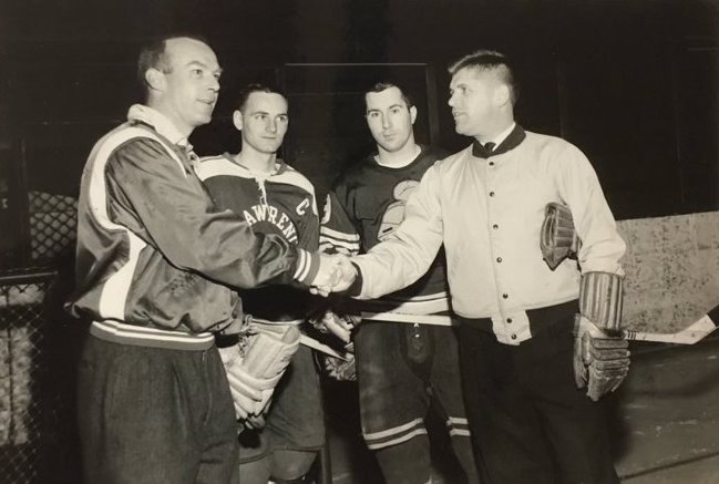 RI - Burrillville, RI's, George Menard (left), coach of St Lawrence ...