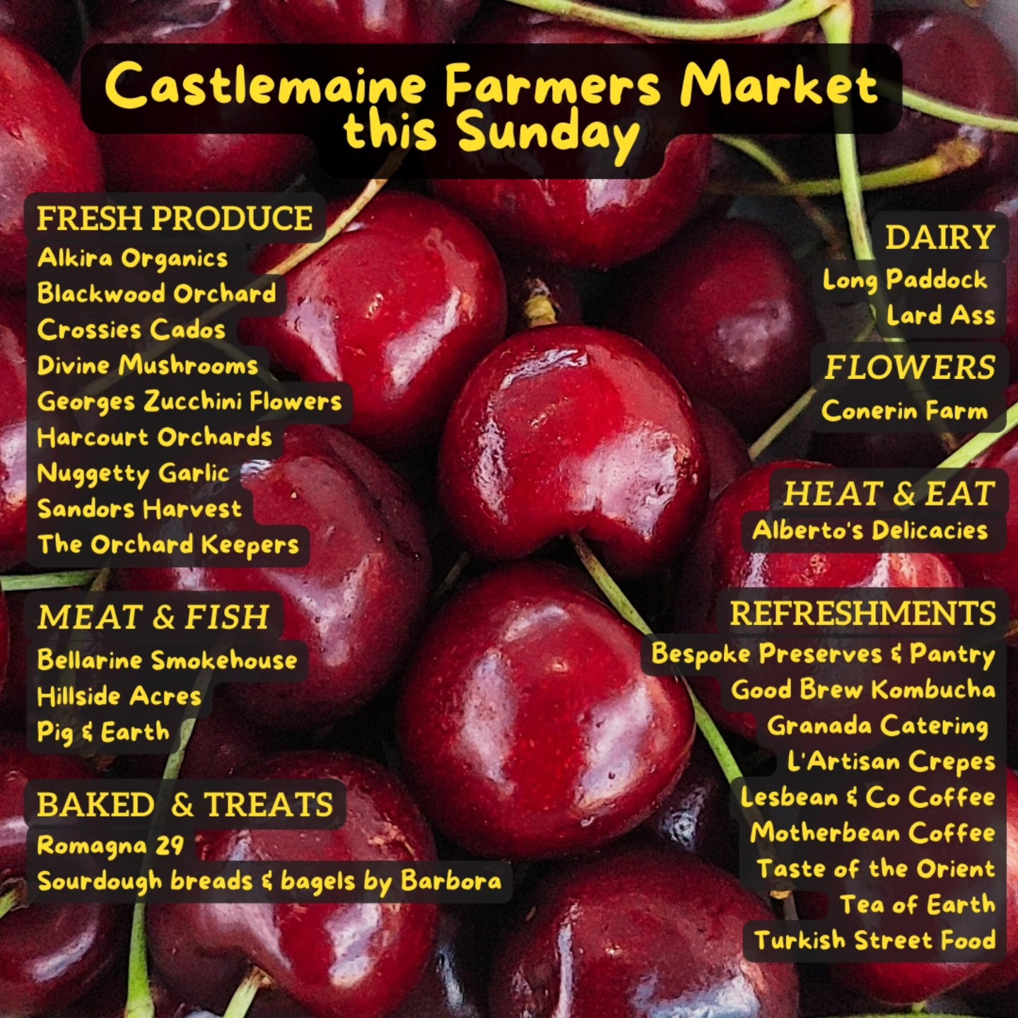 🤩 CFM MONTHLY LINE-UP 🧡 👍... - Castlemaine Farmers' Market | Facebook