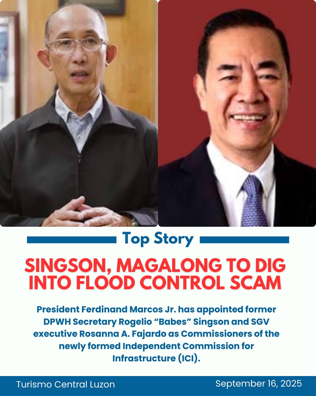 Turismo - SINGSON, MAGALONG TO DIG INTO FLOOD CONTROL SCAM President ...