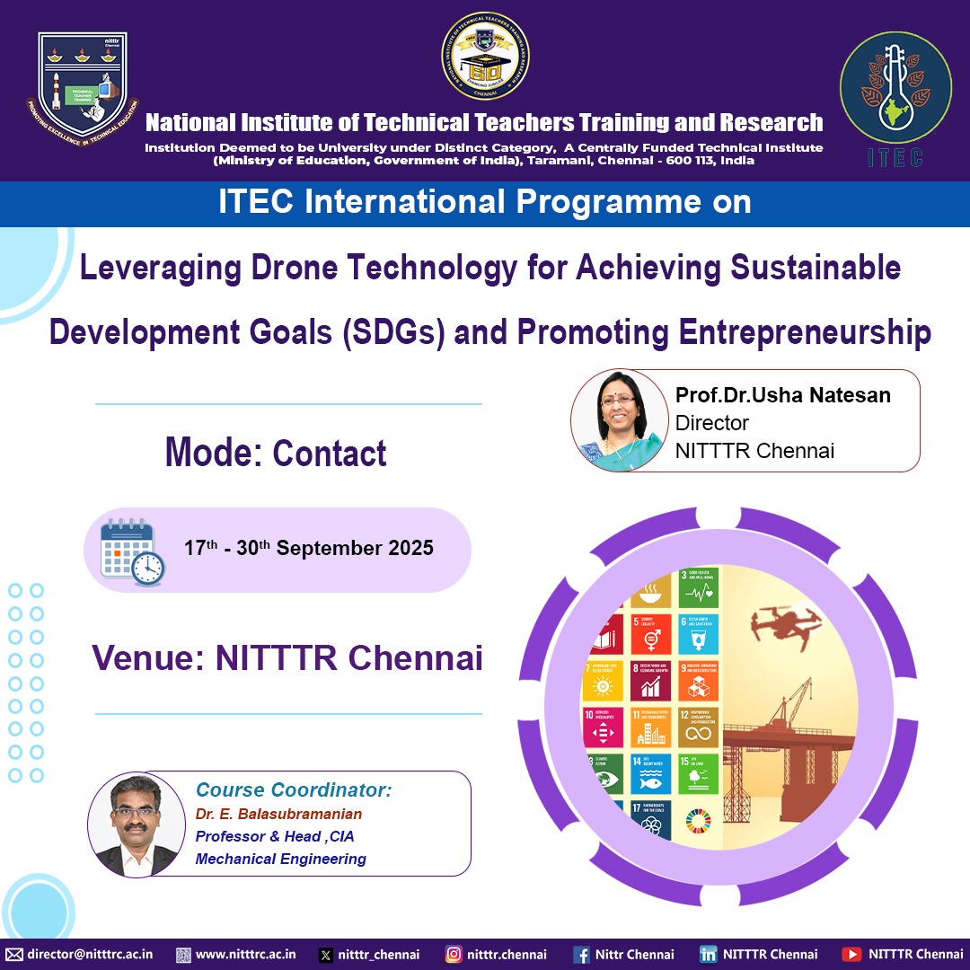 NITTTR Chennai, India, is going to conduct an ITEC International ...
