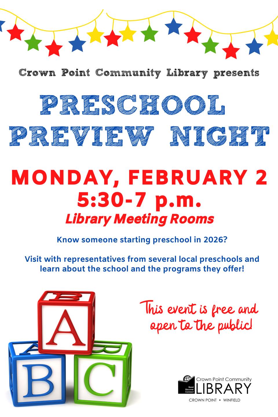 Crown - Prepare for Preschool at the Crown Point Library’s Annual ...