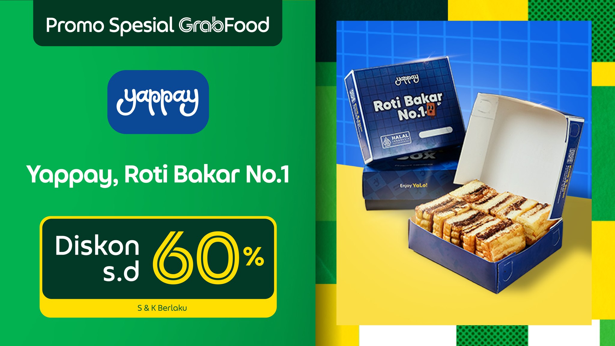 GrabFood - Yappay Roti Bakar No.1 siap bikin harimu lebih berwarna! 🍞🔥 ...
