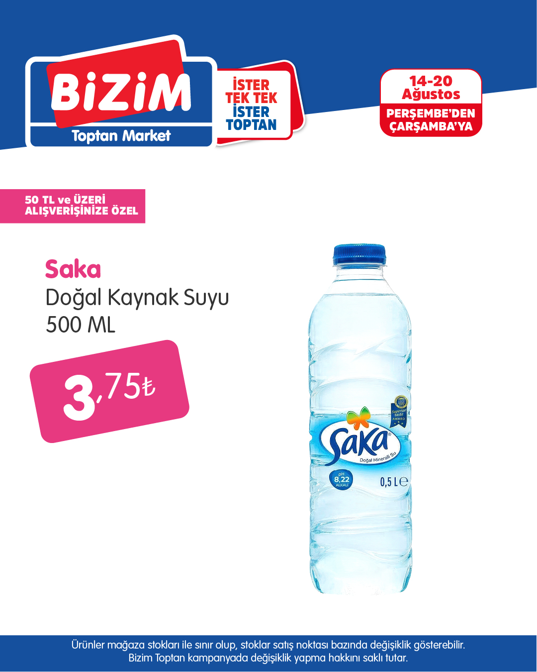 Bizim Toptan - 🫗Saka doğal kaynak suyu 500 ml 3,75₺ 50₺... | Facebook
