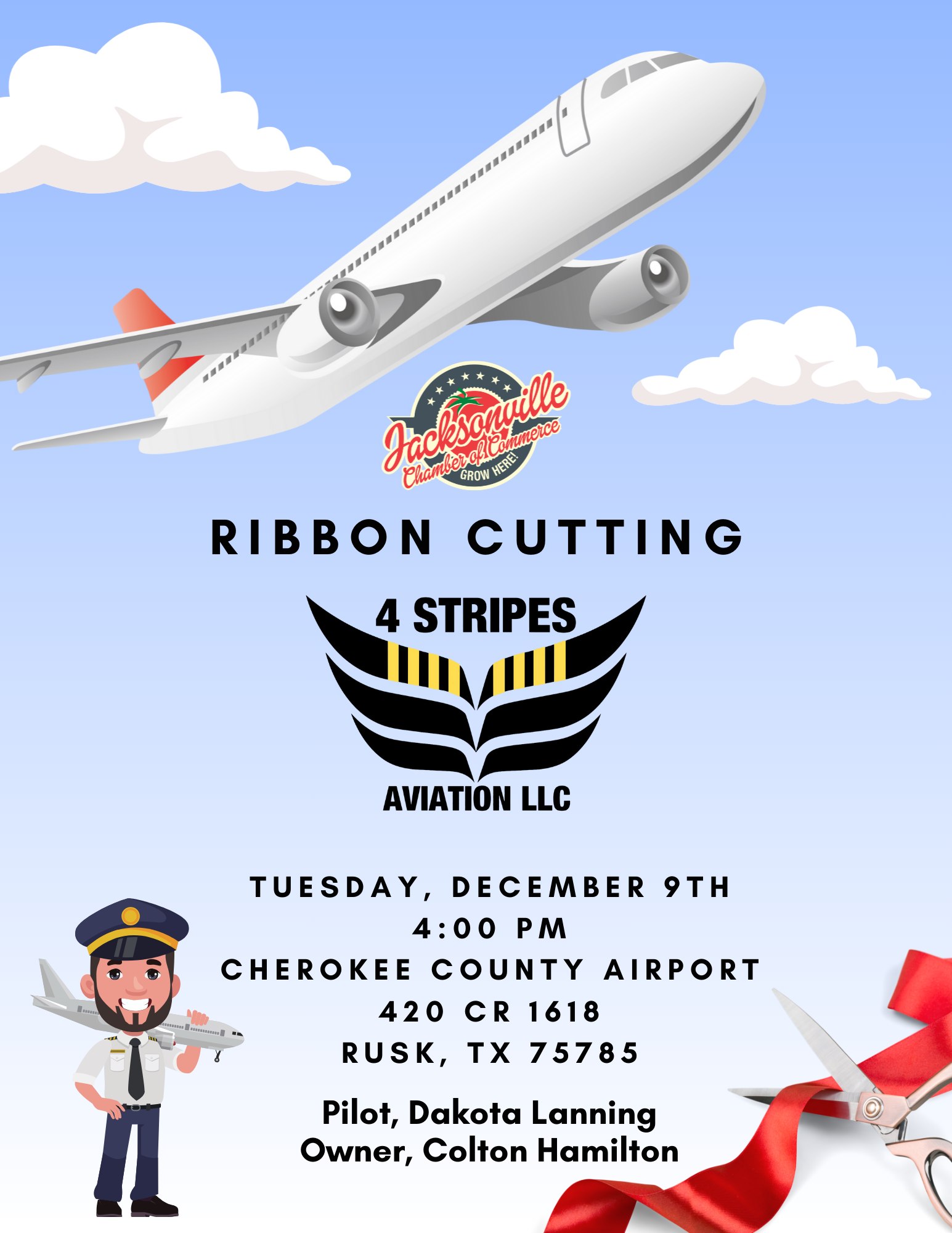 4 Stripes Aviation Ribbon Cutting