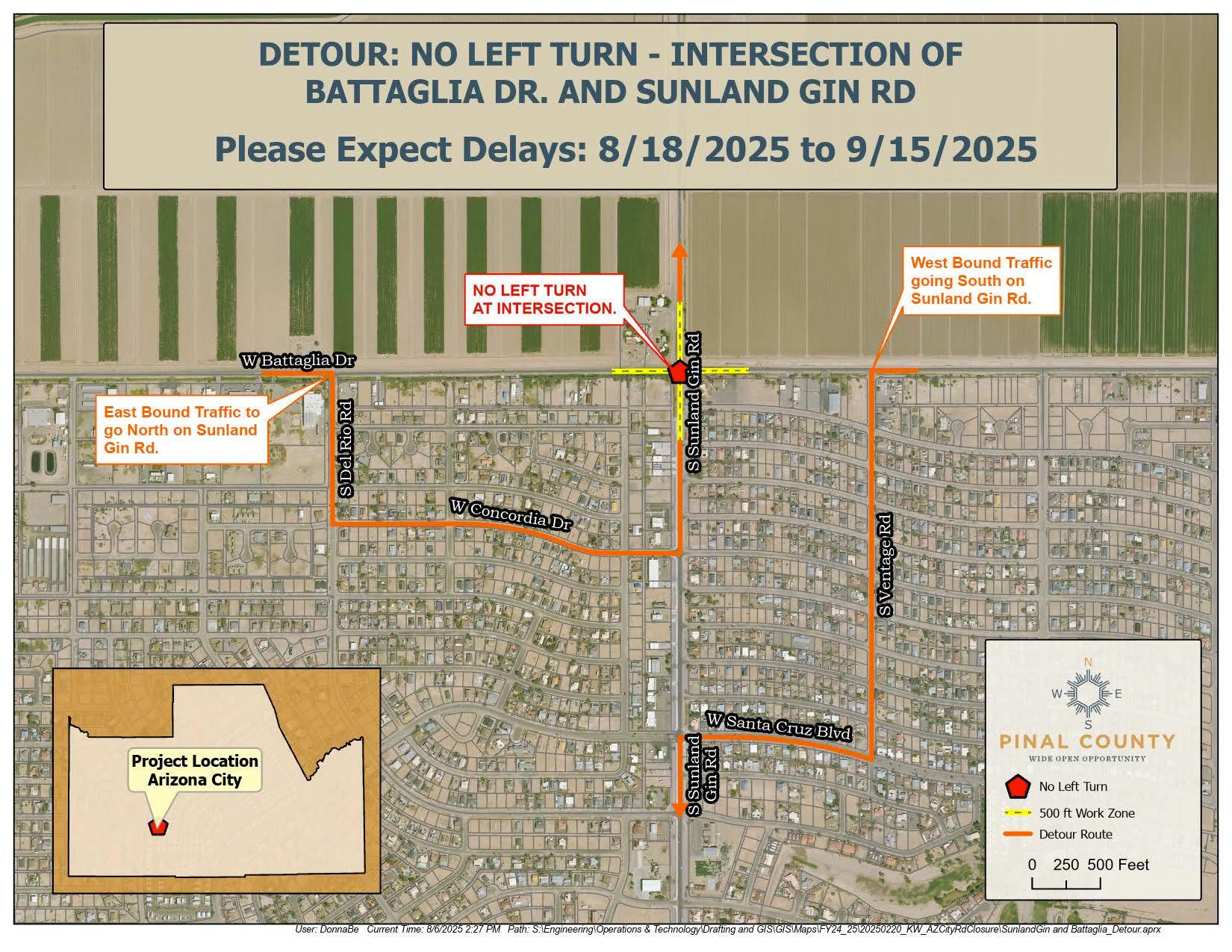 Pinal - 🚨Arizona City Sunland Gin/ Battaglia Intersection Improvements ...