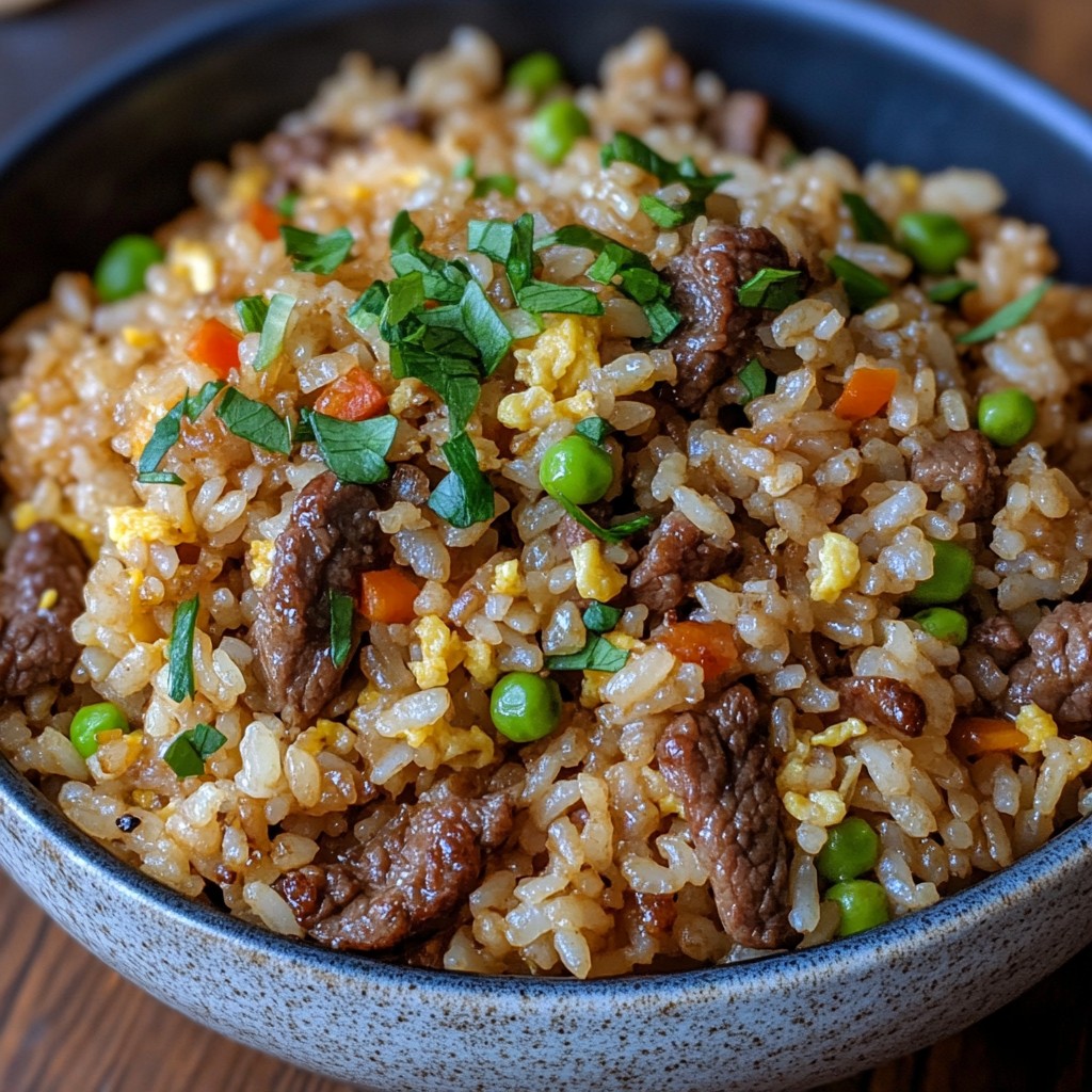 Recette - Riz frit au bœuf au beurre à l’ail Ingrédients (pour 2 à 3 ...