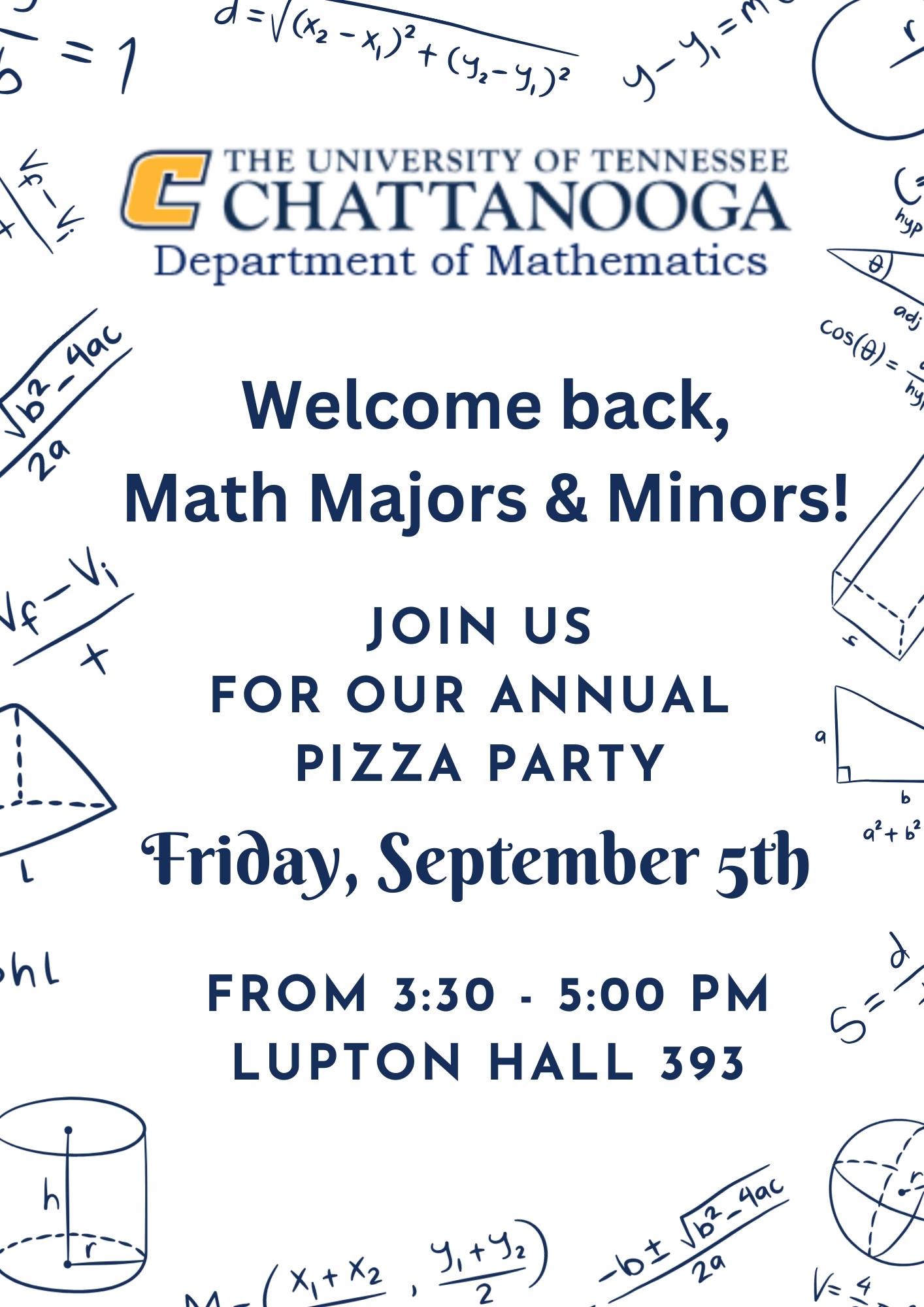 UTC Mathematics - Join us for our Welcome Back Math Majors... | Facebook