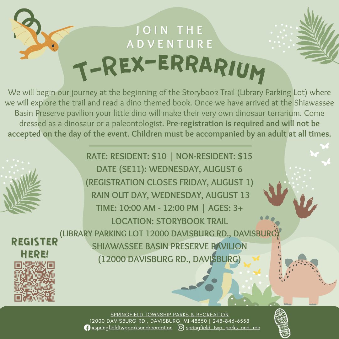 Springfield - 🦖 Join us for T-Rex-errarium on Wednesday, August 6 ...