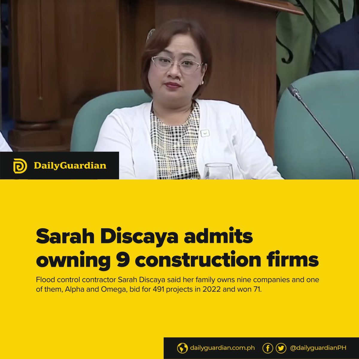Daily Guardian - Flood control contractor Sarah Discaya on... | Facebook