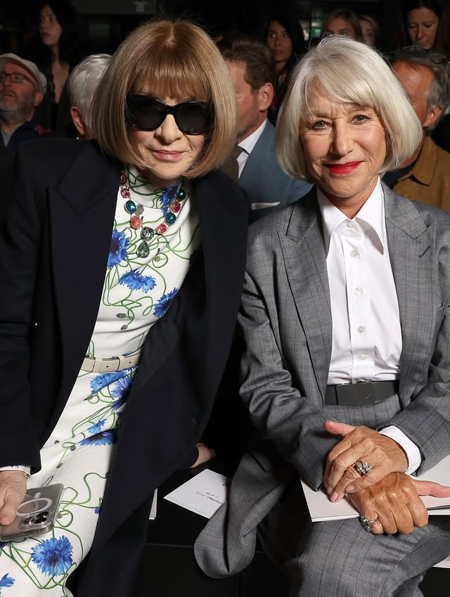 Dame Helen Mirren and Anna Wintour twinned in the front row at the
