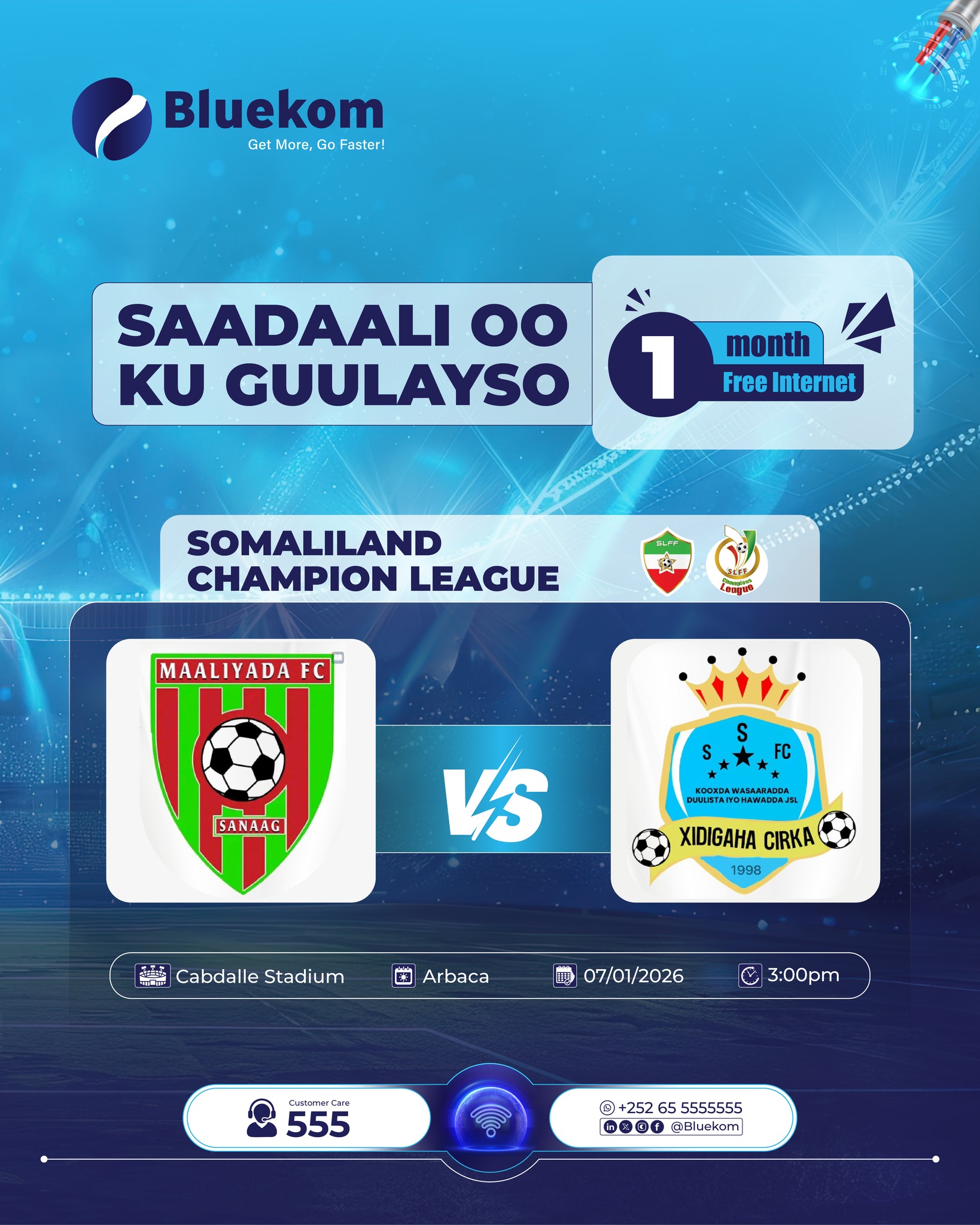 Bluekom - Saadaali Natiijadda Ciyaarta Maanta 𝐌𝐚𝐚𝐥𝐢𝐲𝐚𝐝𝐚 𝐂𝐞𝐞𝐫𝐢𝐠𝐚𝐚𝐛𝐨 🆚 ...